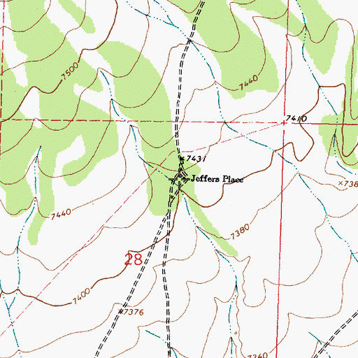 Topographic Map of Jeffers Place, NM