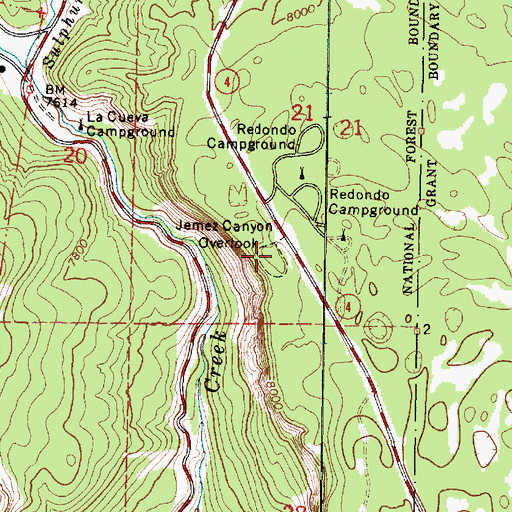 Topographic Map of Jemez Canyon Overlook, NM