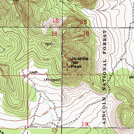 Topographic Map of Jicarilla Peak, NM