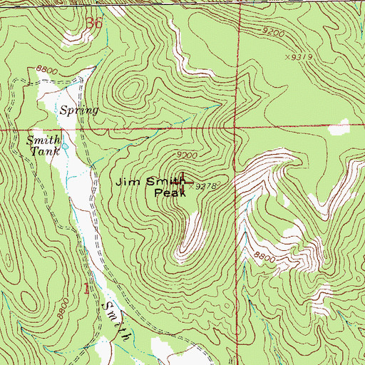Topographic Map of Jim Smith Peak, NM