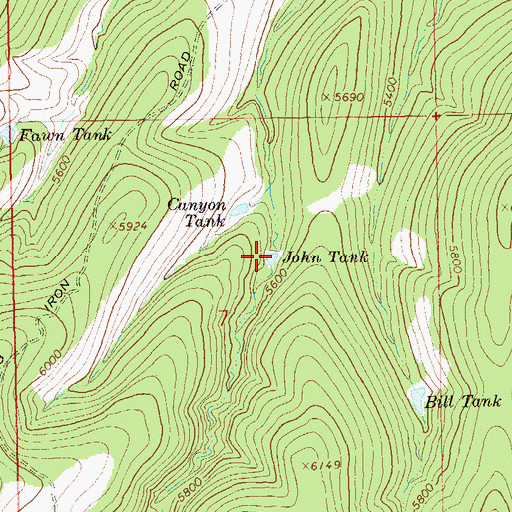 Topographic Map of John Tank, NM