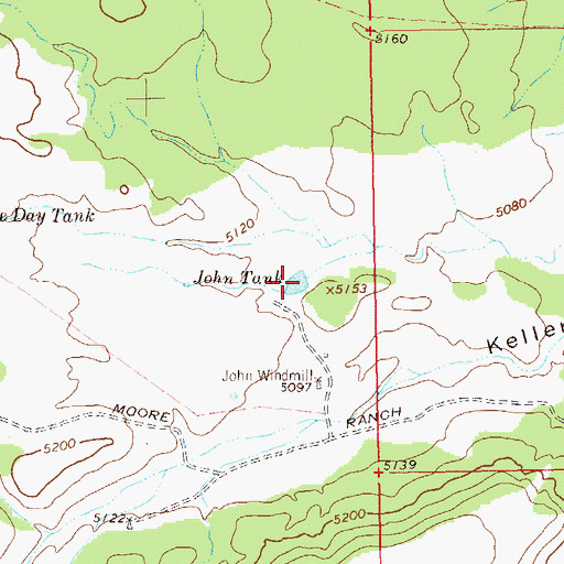Topographic Map of John Tank, NM