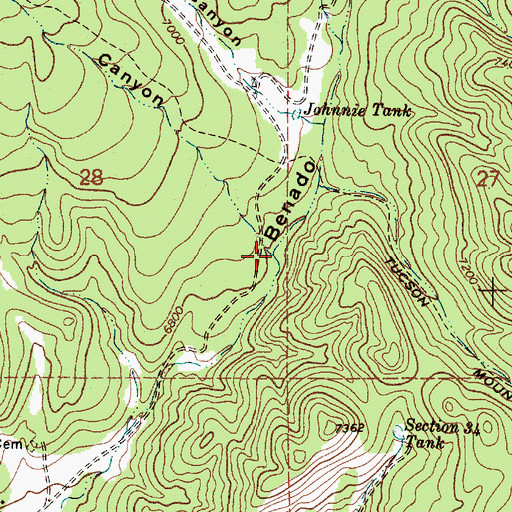 Topographic Map of Johnnie Canyon, NM