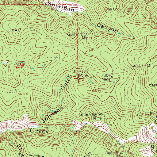 Topographic Map of Johnson Mine, NM