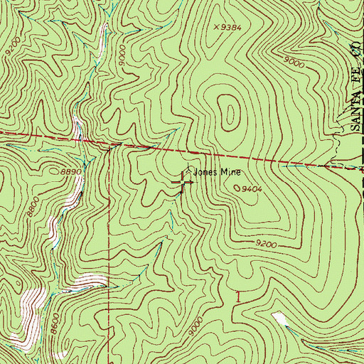 Topographic Map of Jones Mine, NM