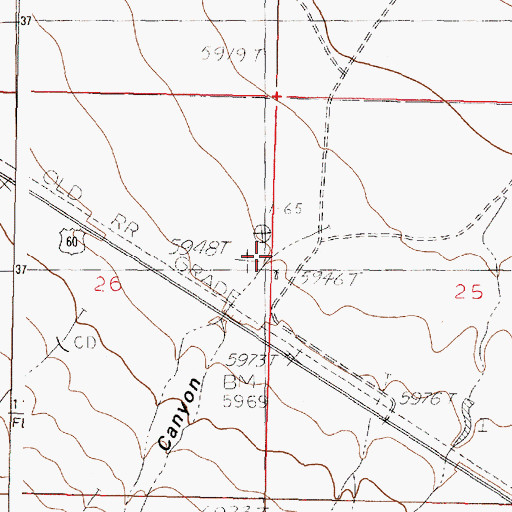 Topographic Map of Jordan Canyon, NM