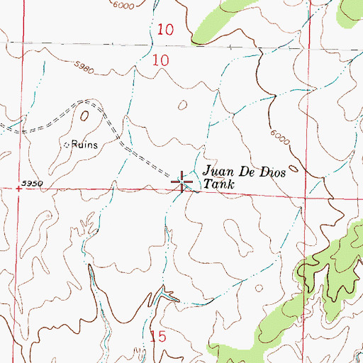Topographic Map of Juan De Dios Tank, NM