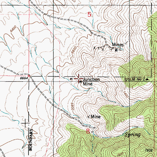 Topographic Map of Junction Mine, NM