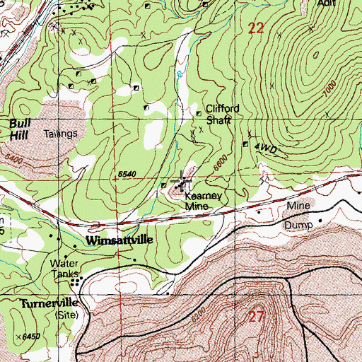 Topographic Map of Kearney Mine, NM