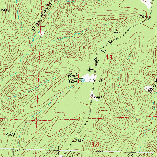 Topographic Map of Kelly Tank, NM