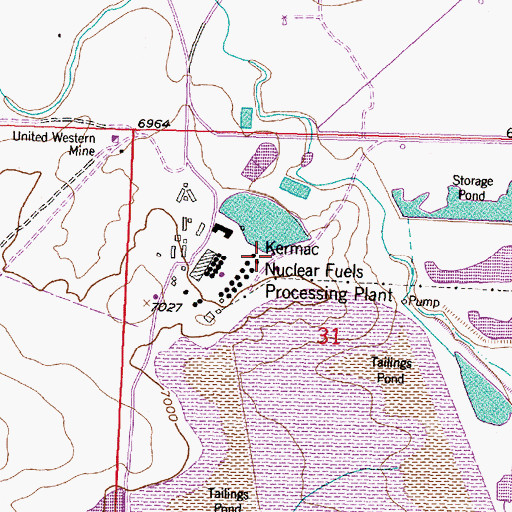 Topographic Map of Kermac Nuclear Fuels Processing Plant, NM