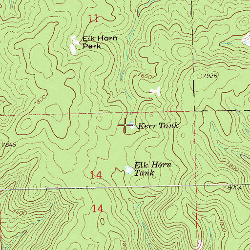 Topographic Map of Kerr Tank, NM