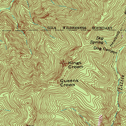 Topographic Map of Kings Crown, NM