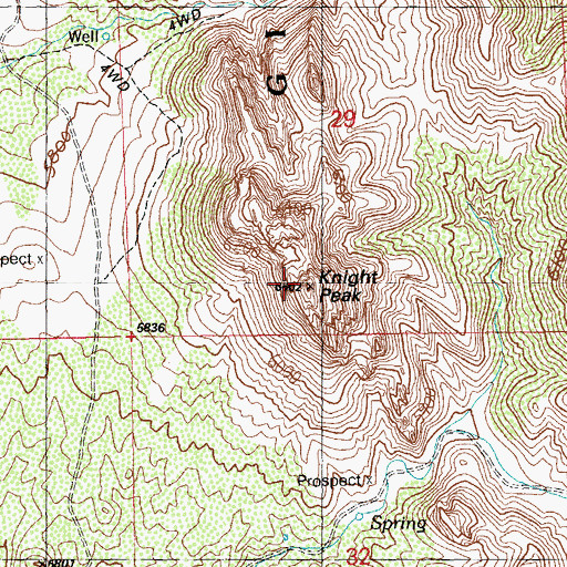 Topographic Map of Knight Peak, NM