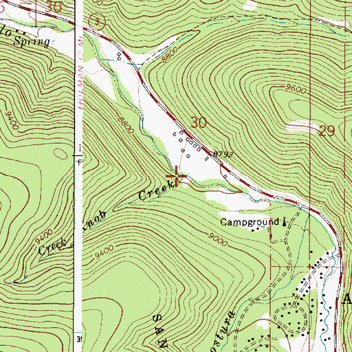 Topographic Map of Knob Creek, NM