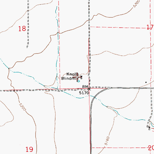 Topographic Map of Knolls Windmill, NM