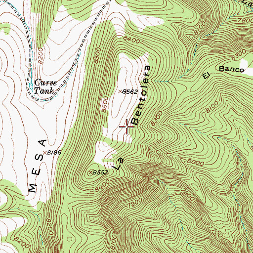 Topographic Map of La Bentolera, NM