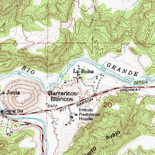 Topographic Map of La Bolsa, NM