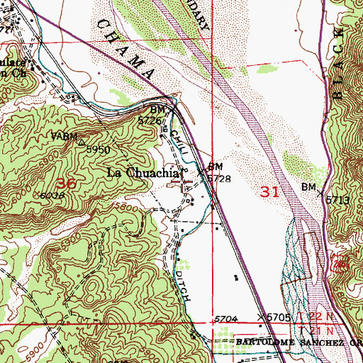 Topographic Map of La Chuachia, NM