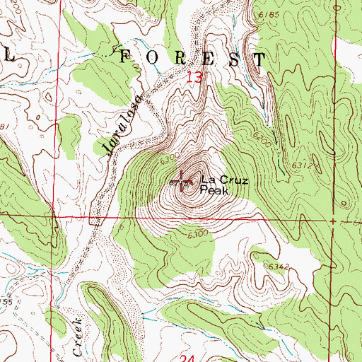 Topographic Map of La Cruz Peak, NM