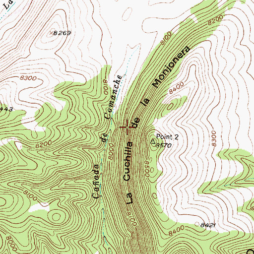 Topographic Map of La Cuchilla de la Monjonera, NM