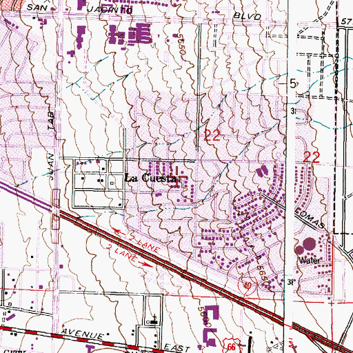 Topographic Map of La Cuesta, NM