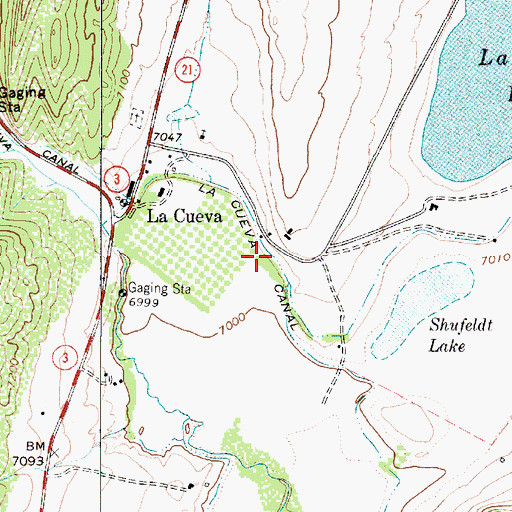 Topographic Map of La Cueva Canal, NM