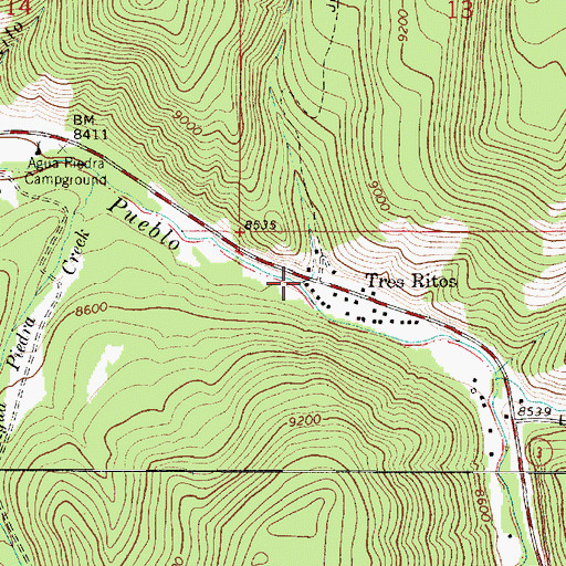 Topographic Map of La Cueva Canyon, NM