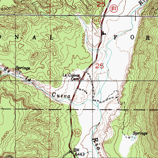 Topographic Map of La Cueva Cemetery, NM