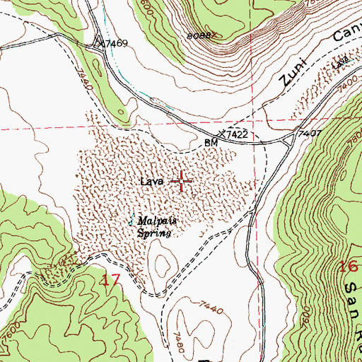 Topographic Map of La Jara Canyon, NM