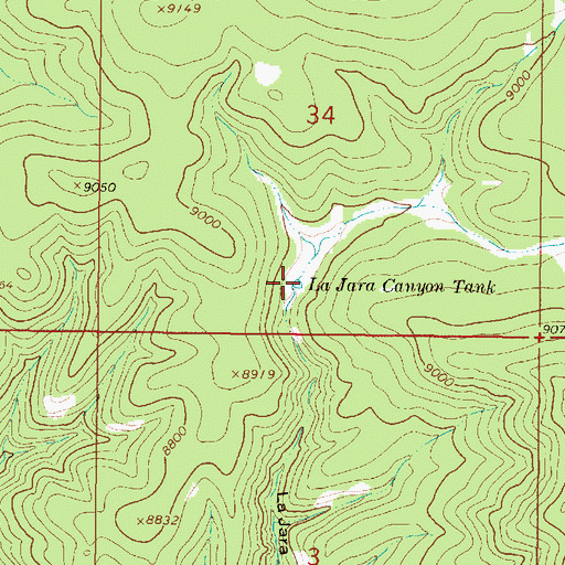 Topographic Map of La Jara Canyon Tank, NM