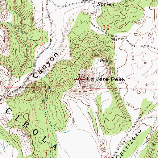 Topographic Map of La Jara Peak, NM