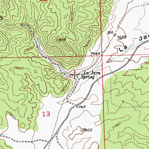 Topographic Map of La Jara Spring, NM