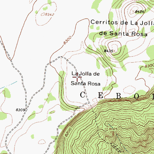 Topographic Map of La Jolla de Santa Rosa, NM
