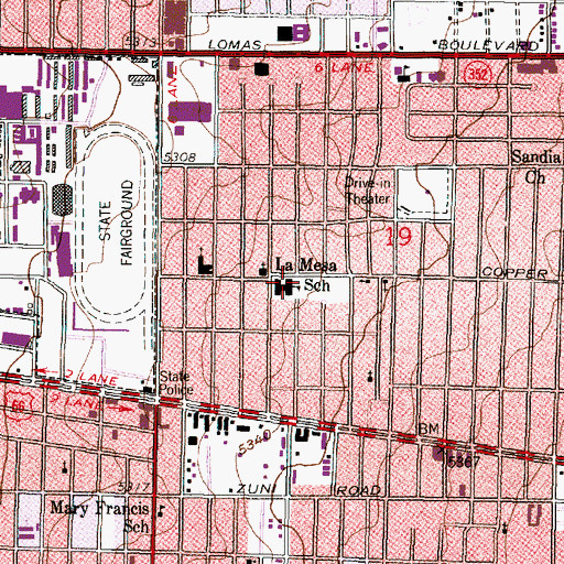 Topographic Map of La Mesa Elementary School, NM