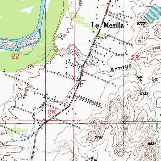 Topographic Map of La Mesilla, NM