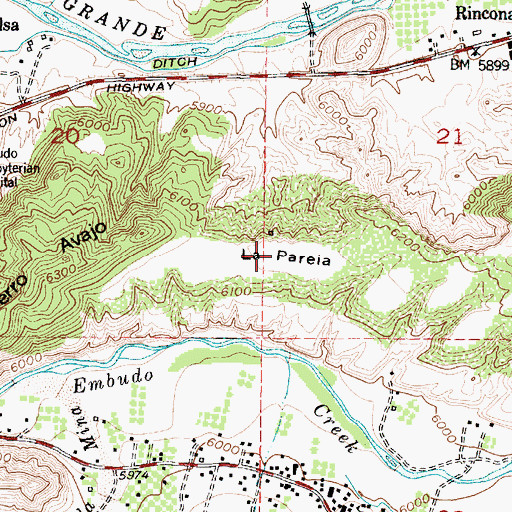 Topographic Map of La Pareia, NM