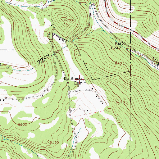 Topographic Map of La Sierra Cemetery, NM