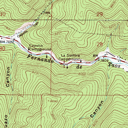 Topographic Map of La Sombra Campground, NM