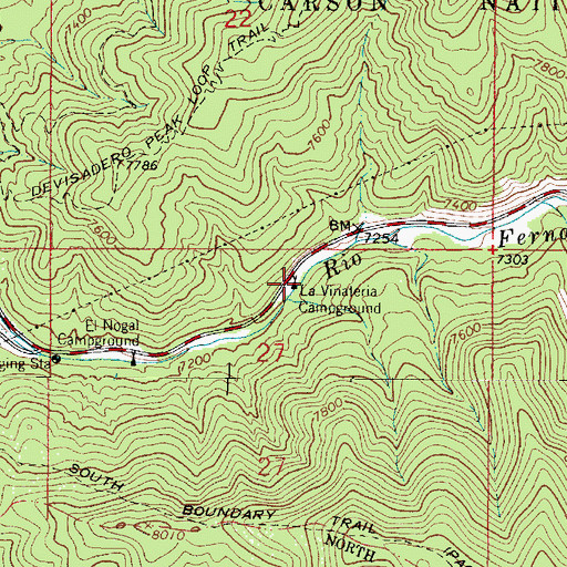 Topographic Map of La Vinateria Campground, NM