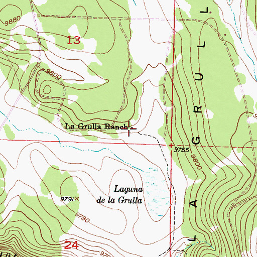 Topographic Map of La Grulla Ranch, NM