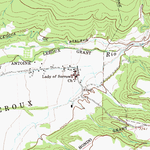 Topographic Map of Lady of Sorrows Church, NM