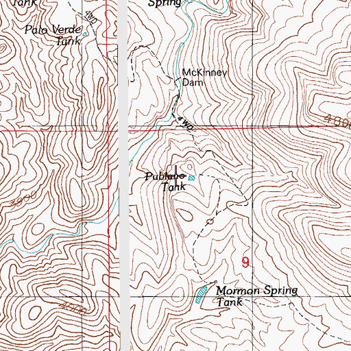 Topographic Map of Pablano Tank, AZ