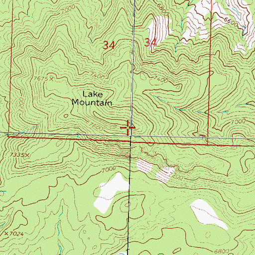 Topographic Map of Lake Mountain, NM