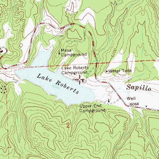 Topographic Map of Lake Roberts Campground, NM
