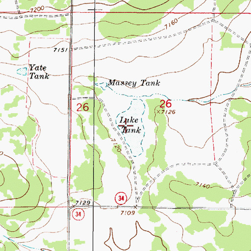 Topographic Map of Lake Tank, NM
