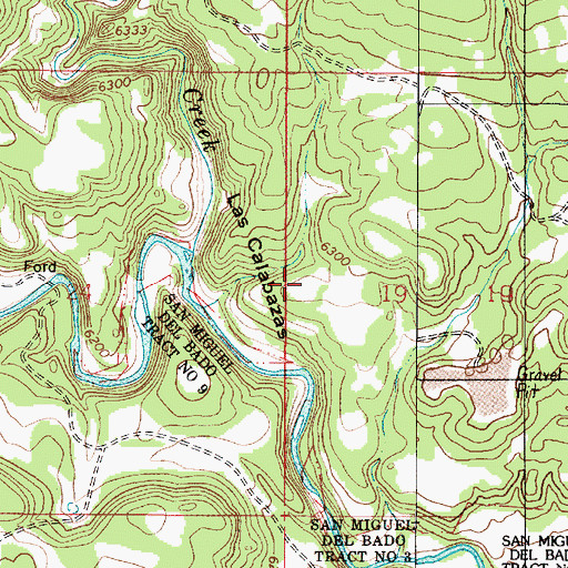 Topographic Map of Las Calabazas, NM