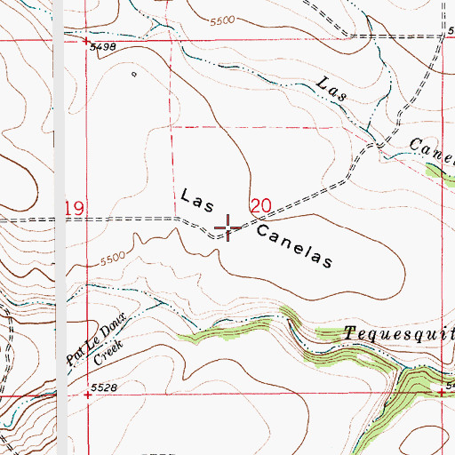 Topographic Map of Las Canelas, NM