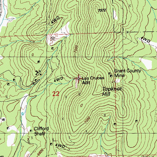 Topographic Map of Las Cruces Adit, NM