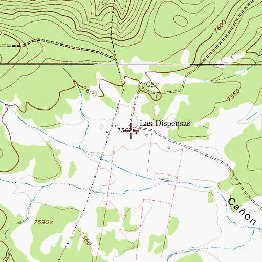 Topographic Map of Las Dispensas, NM